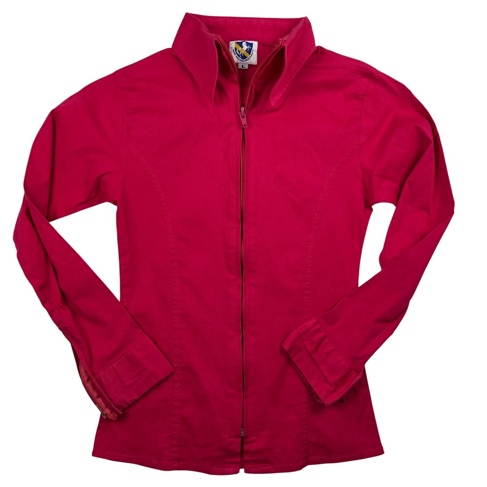 Royal Highness Equestrian Pink Full Zip Long Sleeve Show Shirt Size Large Girls
